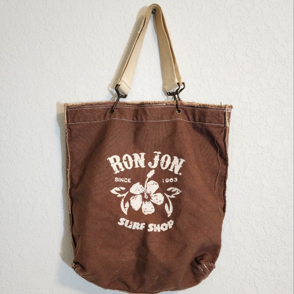 Ron Jon Surf Shop Canvas Bag with Woven Straps